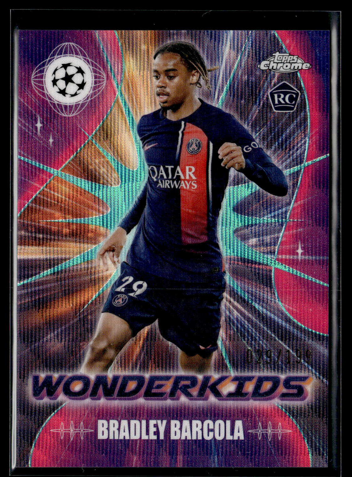 2023-24 Topps Chrome UEFA Club Competitions Bradley Barcola Wonderkids