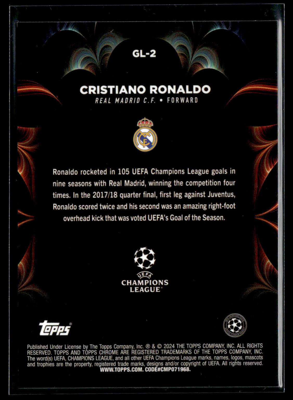 2023-24 Topps Chrome UEFA Club Competitions Cristiano Ronaldo Golazo