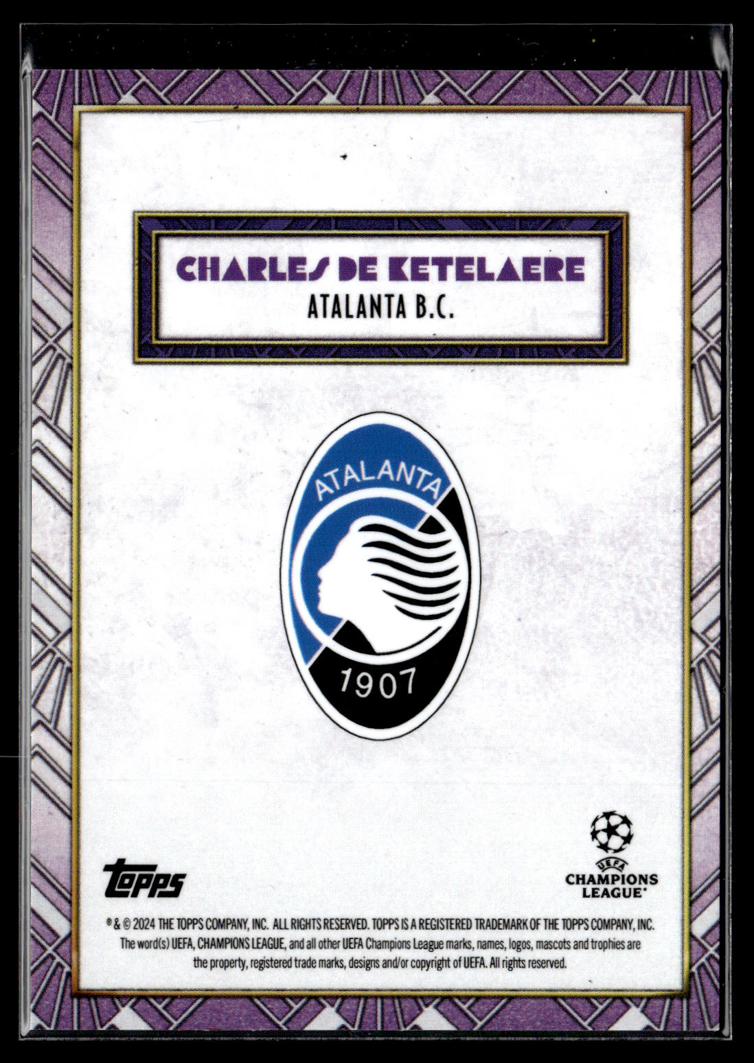 2024-25 Charles de Ketelaere 13/25 Autographe Topps Deco UEFA Club Competitions