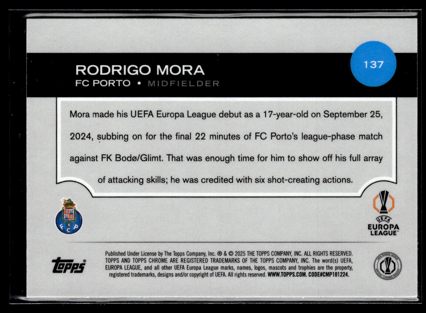 2024-25 Rodrigo Mora Hongbao Topps Chrome UEFA Club Competitions