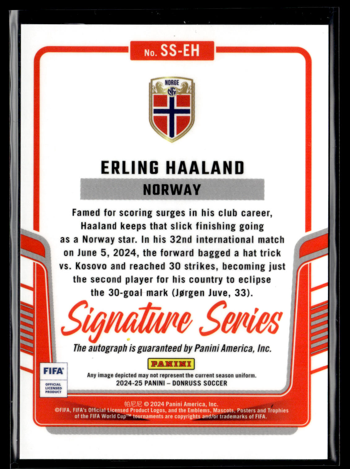 2024-25 Erling Haaland Authographe Panini Donruss
