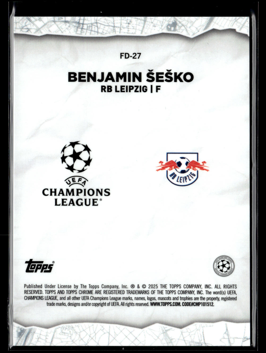 2024-25 Benjamin Sesko 23/50 Topps Chrome Logofractor UEFA Club Competition