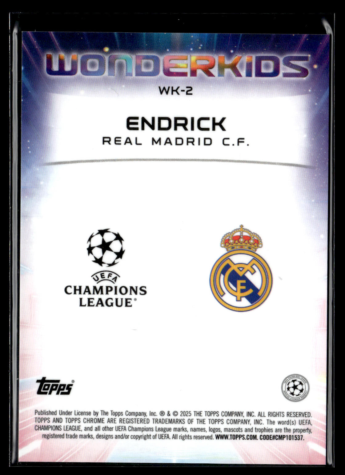 2024-25 Endrick 12/25 RC Wonderkids Topps Chrome Sapphire Edition UCC