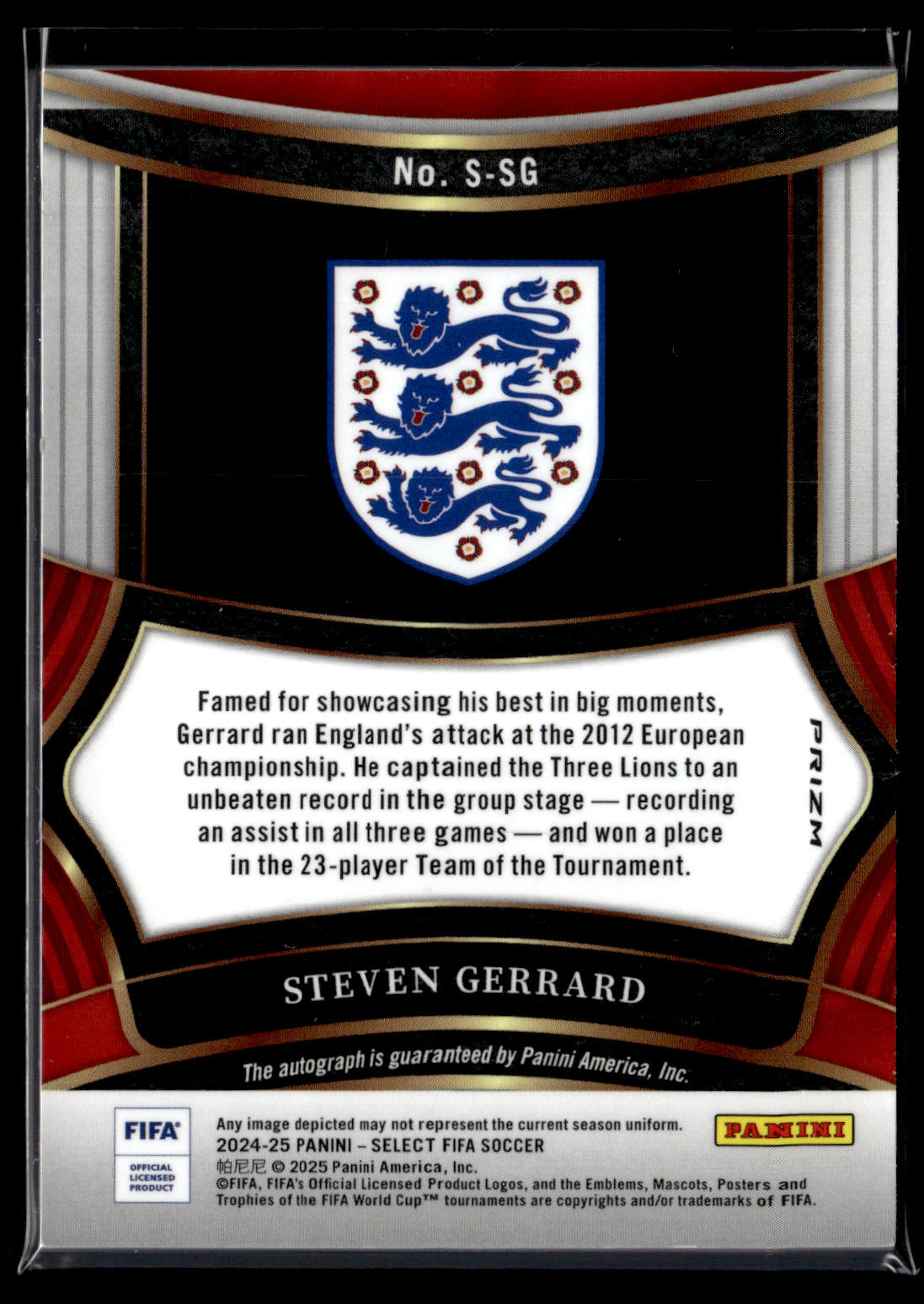2024-25 Panini Select FIFA Steven Gerrard Signatures Purple