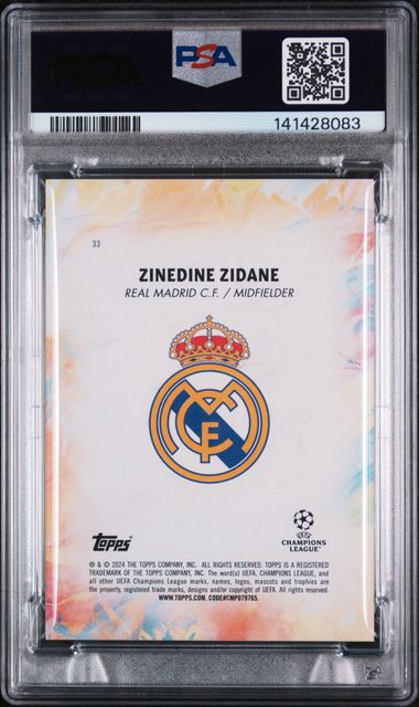 2023-24 Topps Inception UCC #33 ZINEDINE ZIDANE RED 04/10 PSA 7