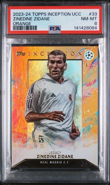 2023-24 Topps Inception UCC #33 ZINEDINE ZIDANE ORANGE 4/5 PSA 8