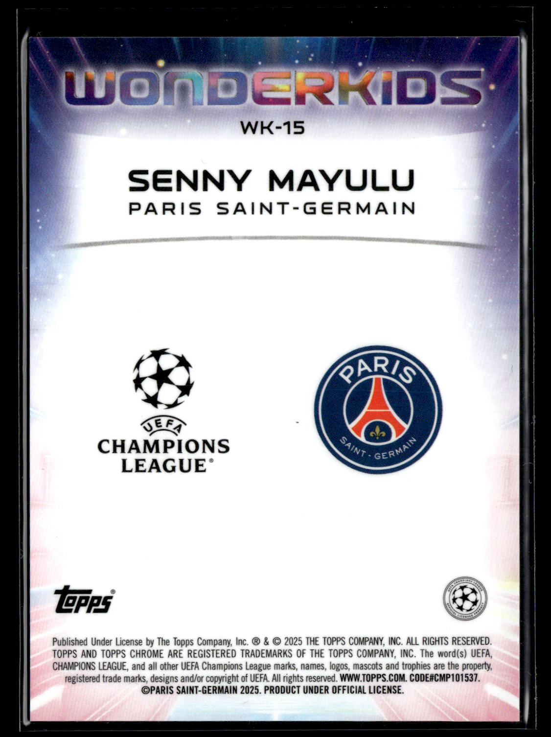 2024-25 Senny Mayulu 11/25 Topps Chrome Logofractor UEFA Club Competitions