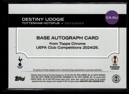 2024-25 Udogie 094/150 Autographe Topps Chrome UEFA Club Competitions