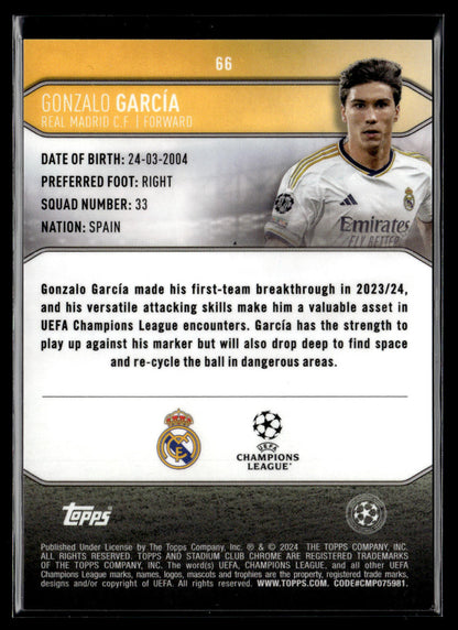 2023-24 Gonzalo Garcia 19/50 Topps Stadium Chrome UCC Members Only