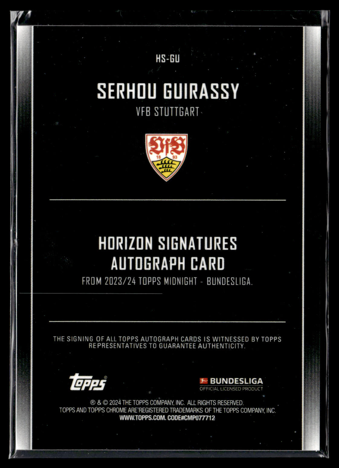 2024-25 Guirassy 12/99 Autographe Topps Midnight Bundesliga