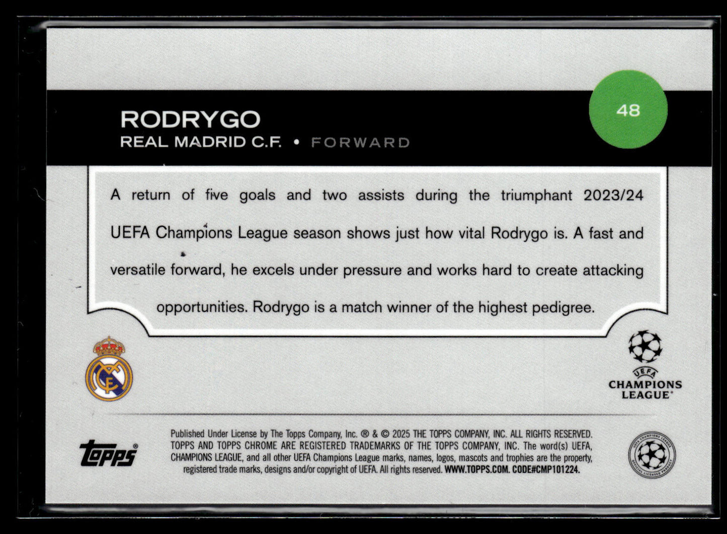 2024-25 Rodrigo 1/8 Hongbao Topps Chrome UEFA Club Competitions