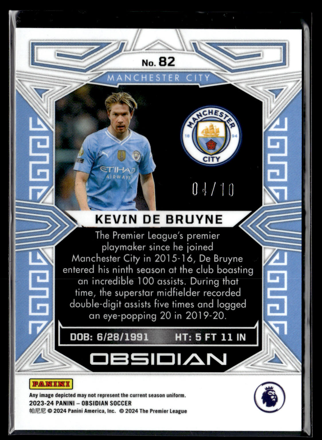2024-25 Kevin de Bruyne 04/10 Panini Obsidian
