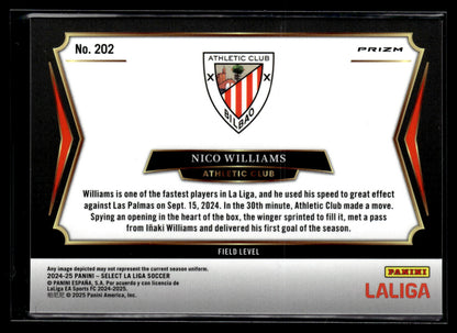 2024-25 Nico Williams White sparkle SP Panini Select Liga