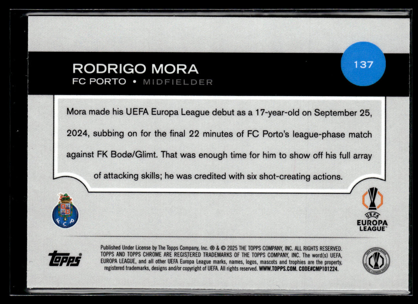 2024-25 Rodrigo Mora 53/75 Topps Chrome UEFA Club Competitions