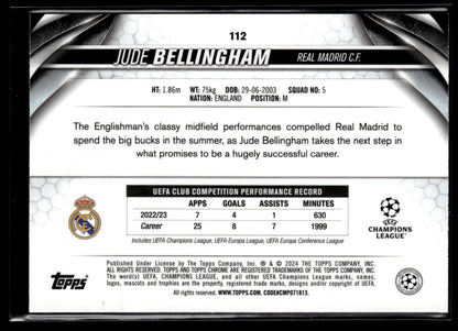 2023-24 Jude Bellingham 21/50 Topps Chrome sapphire UEFA Club Competitions