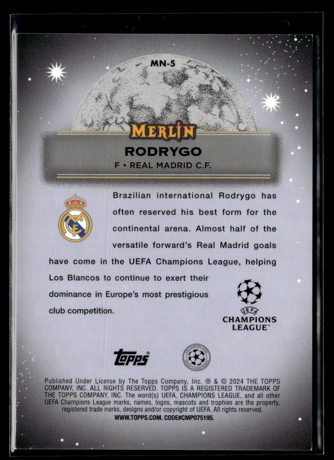 2023-24 Rodrigo 4/5 Topps Chrome Merlin Mystic Night UEFA Club Competitions