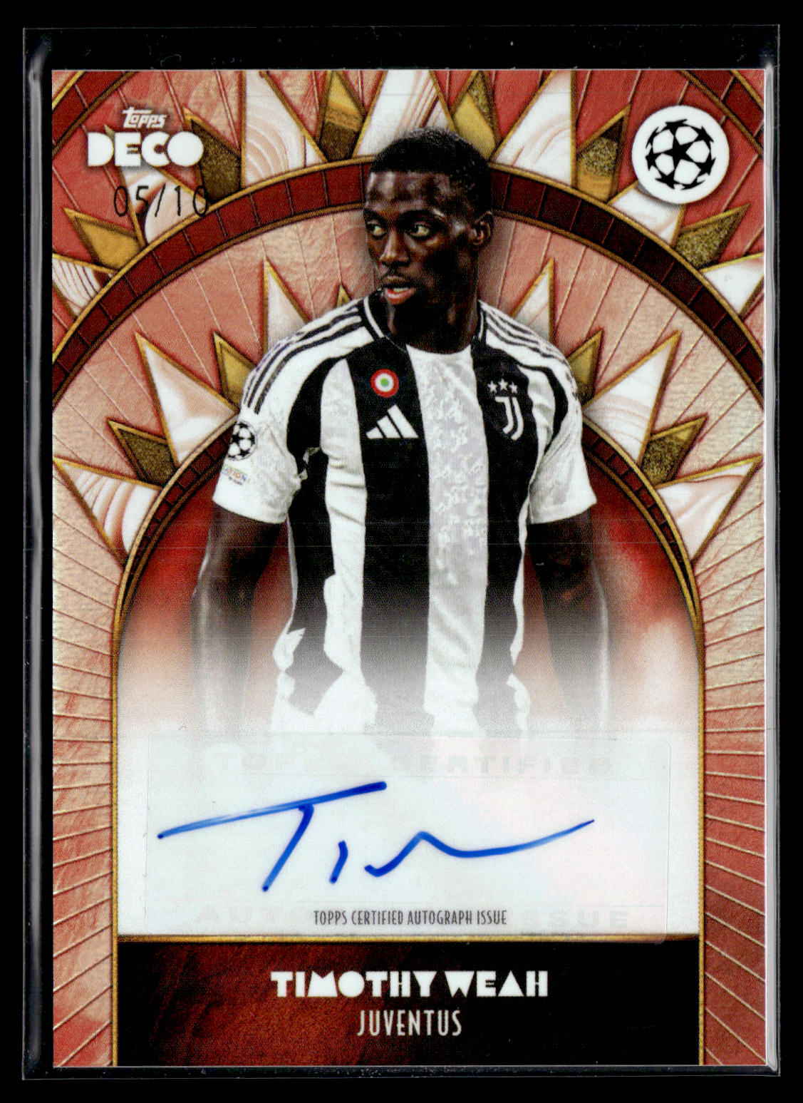 2024-25 Timothy Weah 05/10 Autographe Topps Deco UEFA Club Competitions