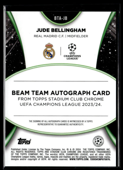 2023-24 Jude Bellingham 15/25 Autographe Beam Team Topps Stadium Chrome UCC