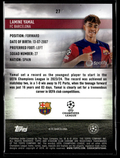 2023-24 Lamine Yamal 081/150 Stadium Club Chrome UEFA Champions League