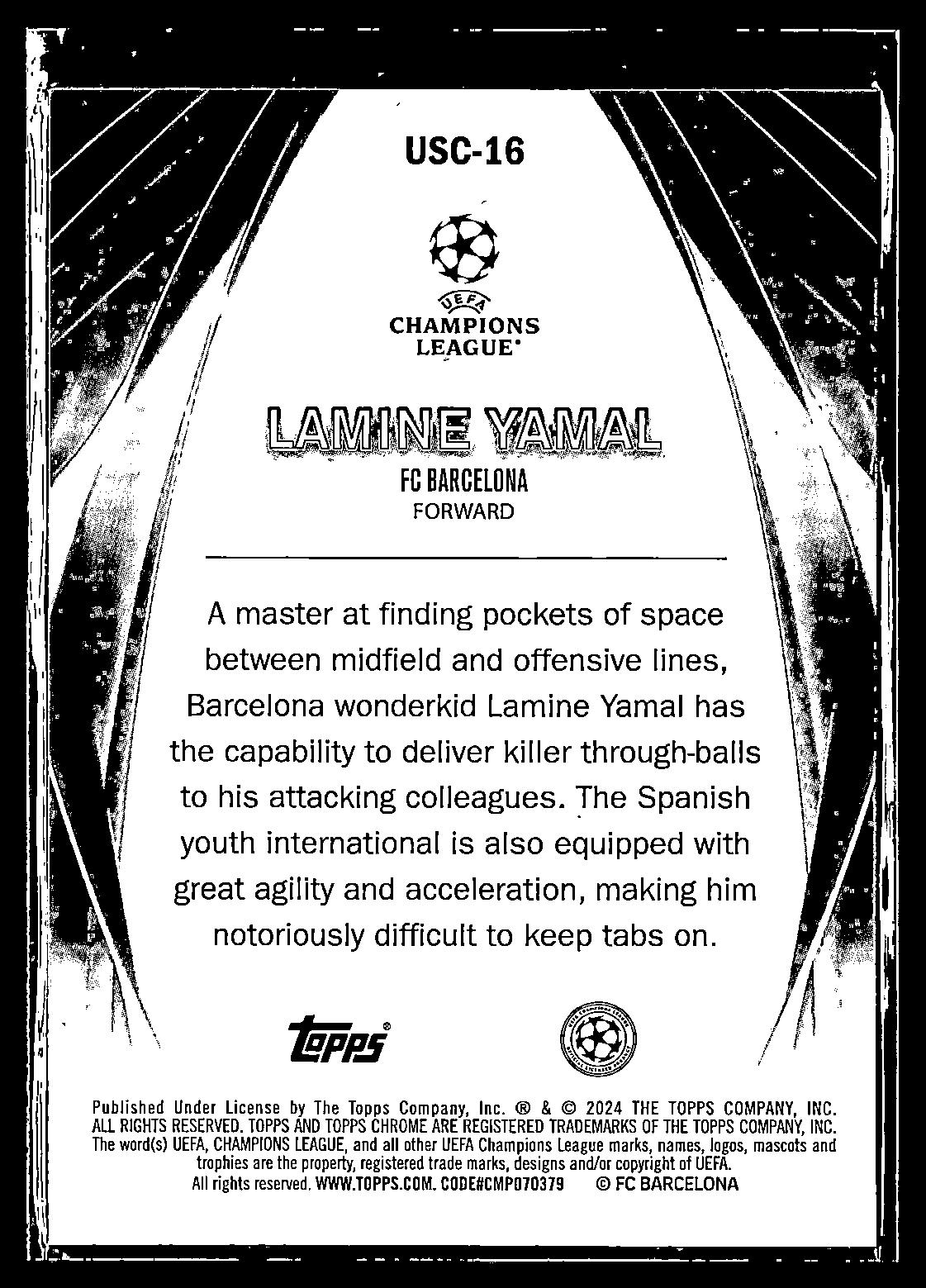 2023-24 Lamine Yamal Ultimate Stage Topps Chrome UEFA Champions League