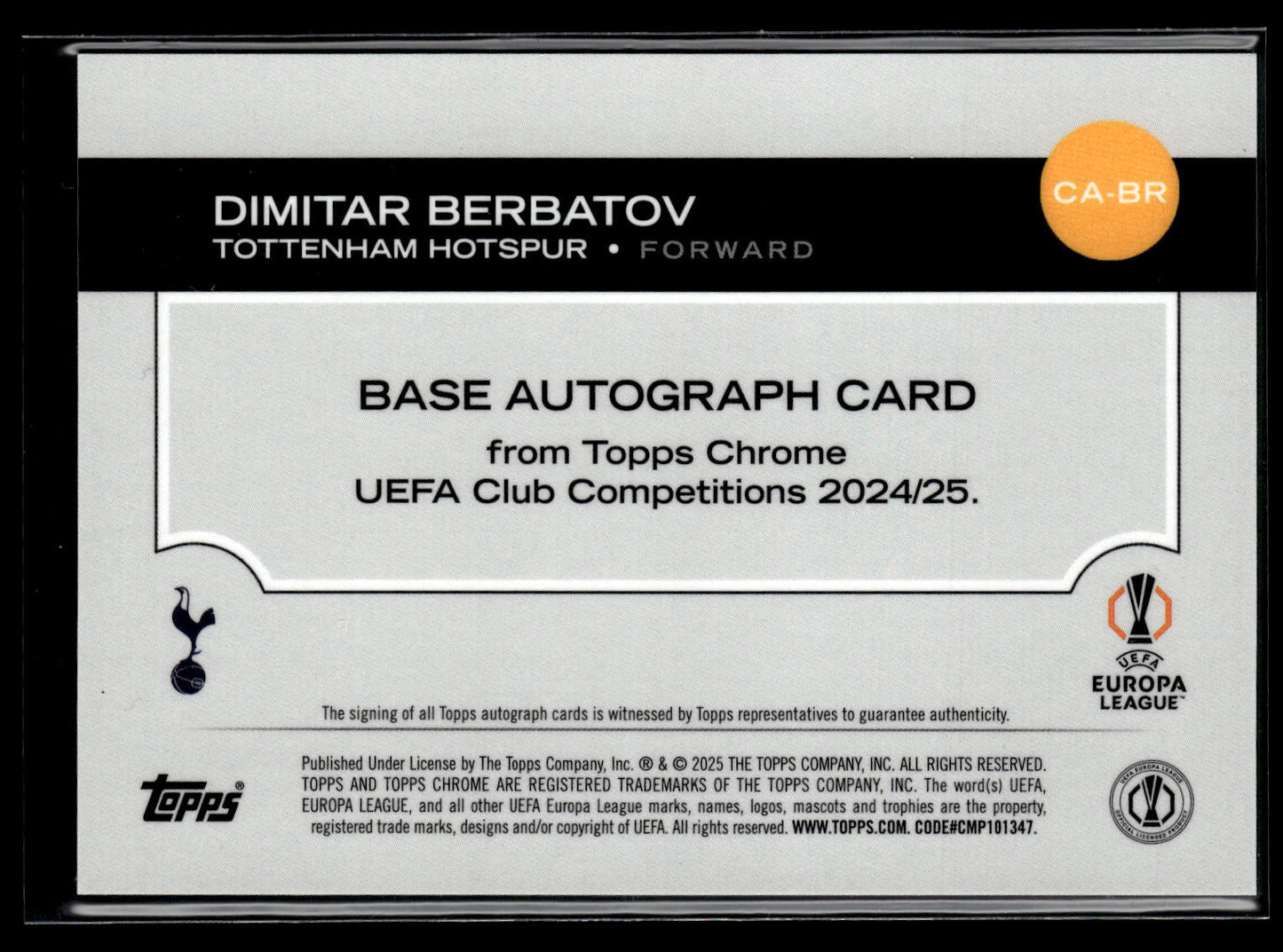 2024-25 Dimitar Berbatov 08/50 Autographe Topps Chrome UCC