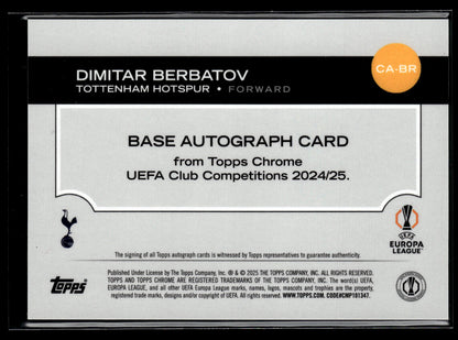 2024-25 Dimitar Berbatov 08/50 Autographe Topps Chrome UCC