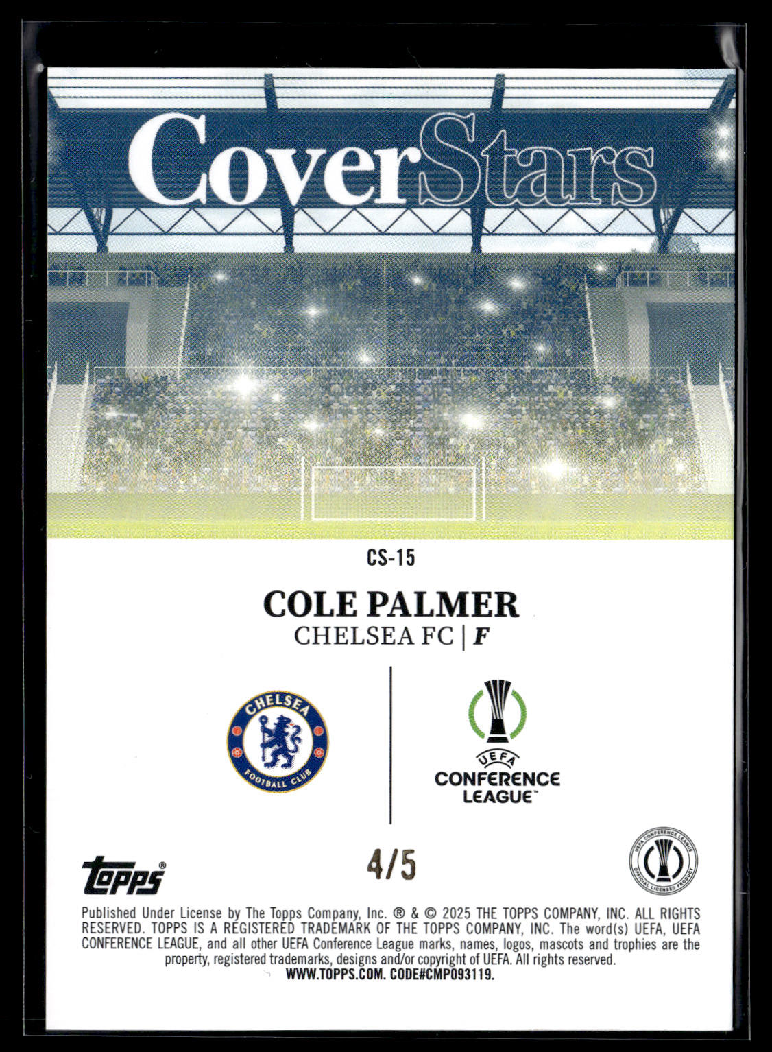 2024-25 Cole Palmer 4/5 Cover Stars Topps UEFA Club Competitions