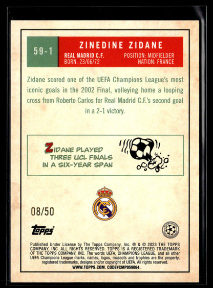 2022-23 Zinedine Zidane 08/50 Topps UEFA Club Competitions