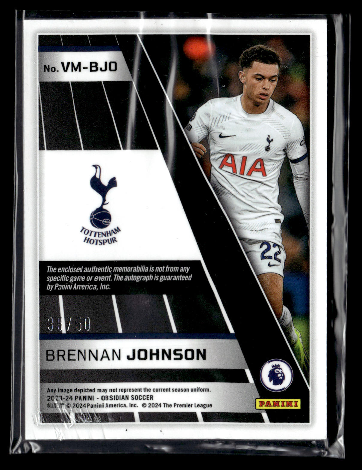 2022-23 Brennan Johnson 35/50 Auto/Relic Panini Obsidian