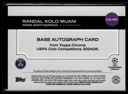 2024-25 Kolo Muani 08/75 Autographe Topps Chrome UCC