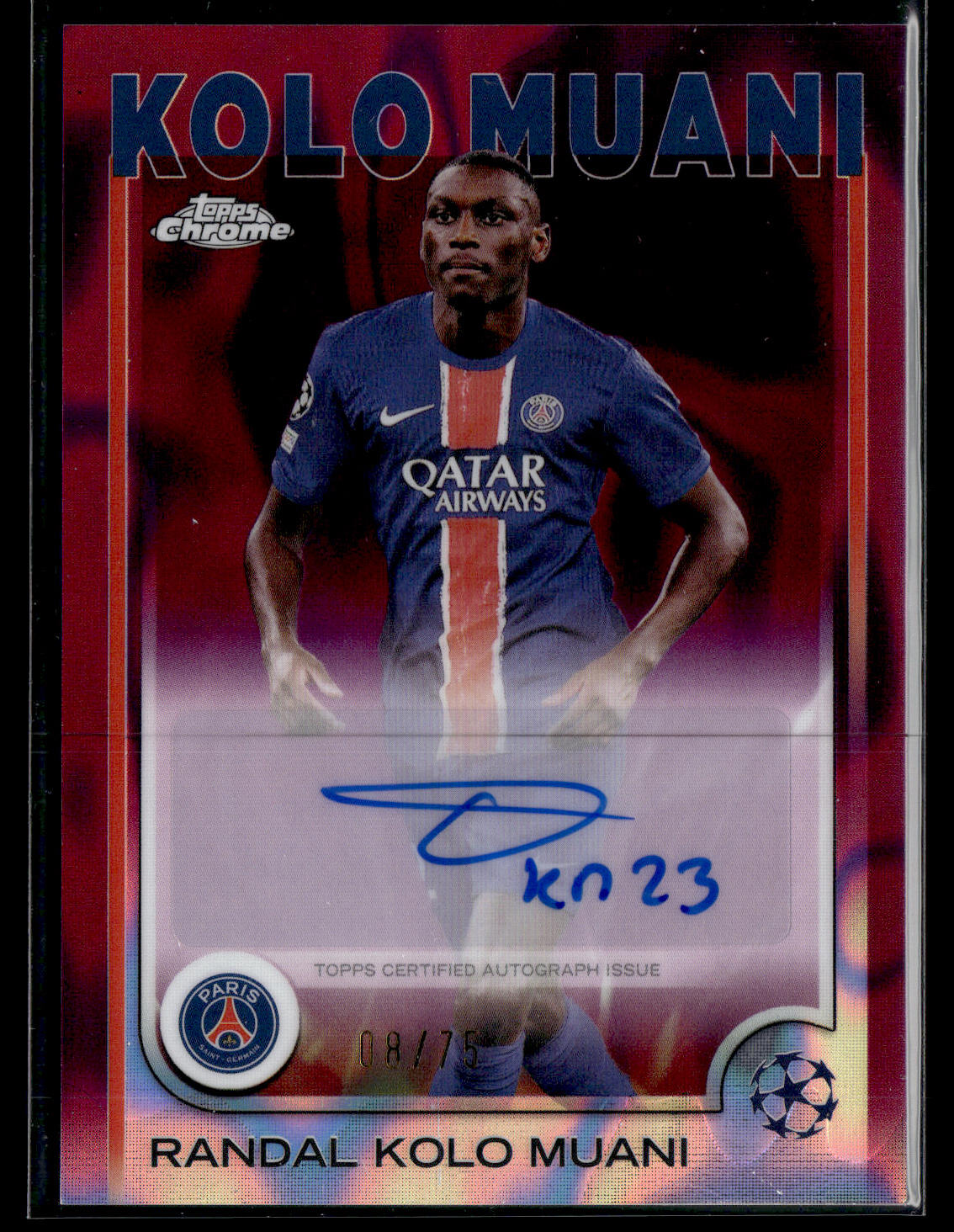 2024-25 Kolo Muani 08/75 Autographe Topps Chrome UCC