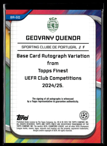 2024-25 Quenda 33/99 Autographe RC Topps Finest UEFA Club Competitions