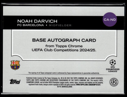 2024-25 Noah Darvich 03/75 Autographe RC Topps Chrome UCC
