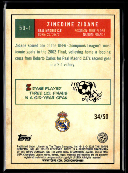 2024-25 Zinedine Zidane 34/50 Insert 1959 Topps Chrome UCC