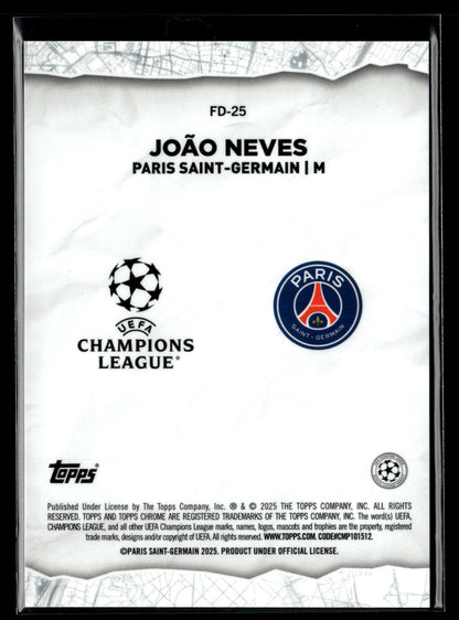 2024-25 Joao Neves 05/10 Topps Chrome Sapphire UEFA Club Competition