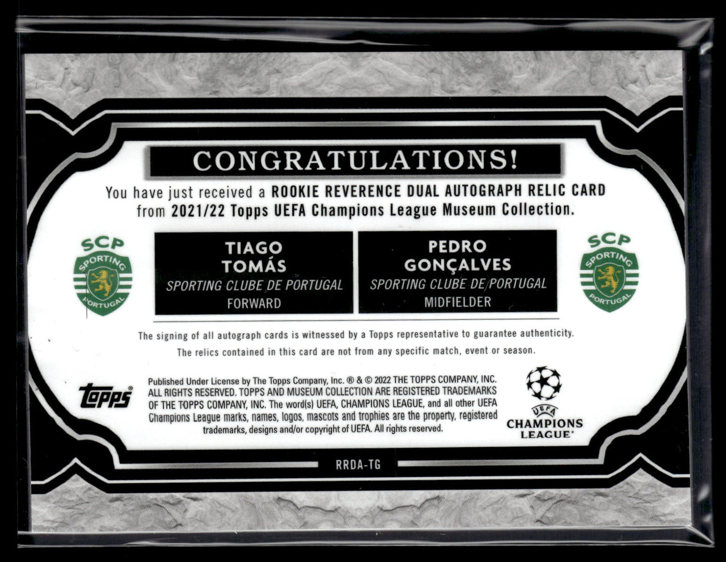 2022-23 Tiago Tomas x Pedro Goncalves 115/150 Dual Auto/Relic Topps Museum