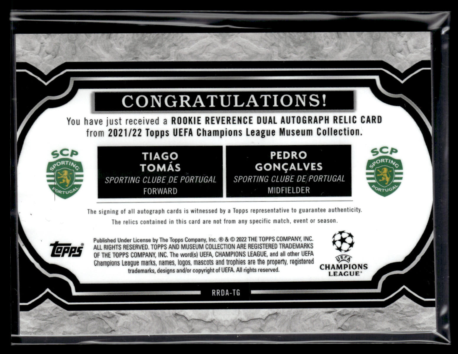 2022-23 Tiago Tomas x Pedro Goncalves 115/150 Dual Auto/Relic Topps Museum