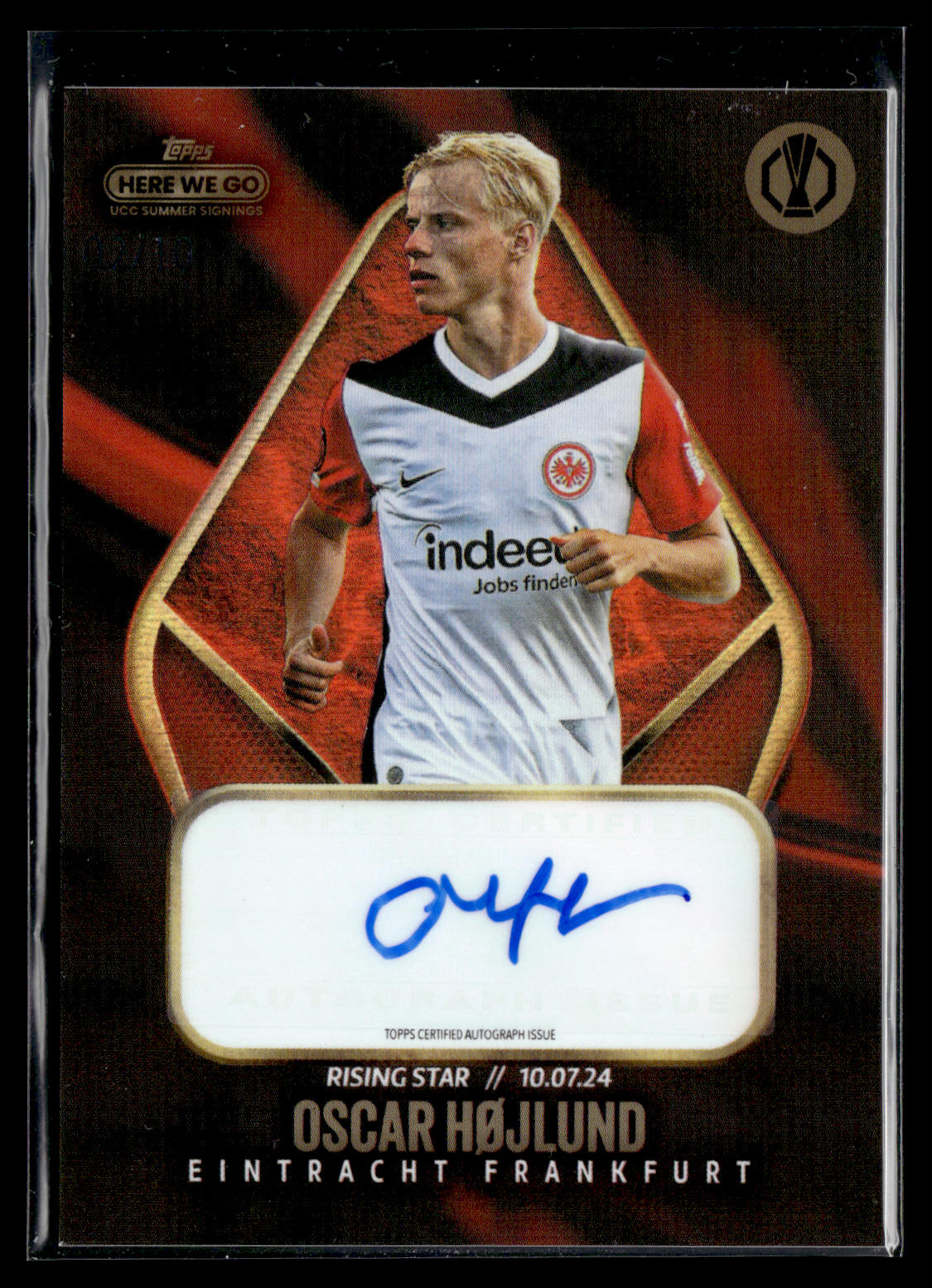 2024-25 Oscar Hojlund 02/10 Autographe Topps Here we go