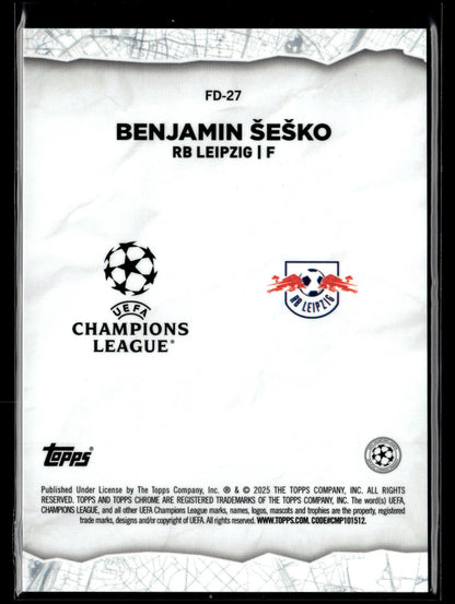 2024-25 Benjamin Sesko 23/50 Topps Chrome Logofractor UEFA Club Competition