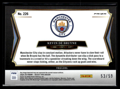 2024-25 Kevin Bruyne 53/59 Field Level Panini Select Fifa