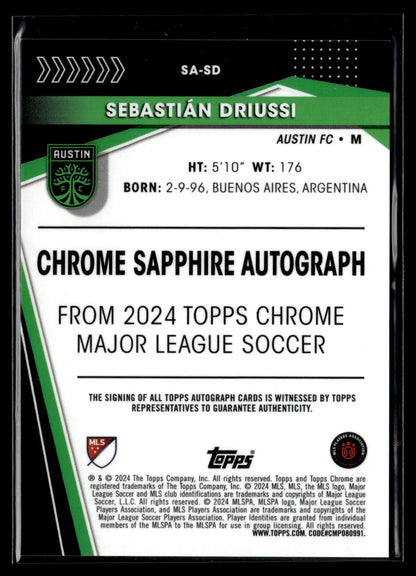 2023-24 Sebastian Driussi 5/5 Autographe Topps Chrome MLS