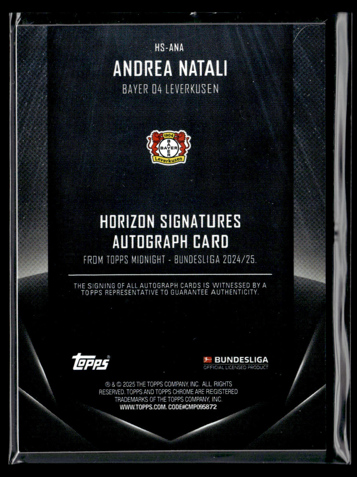 2024-25 Andrea Natali 15/99 Autographe Topps Midnight Bundesliga