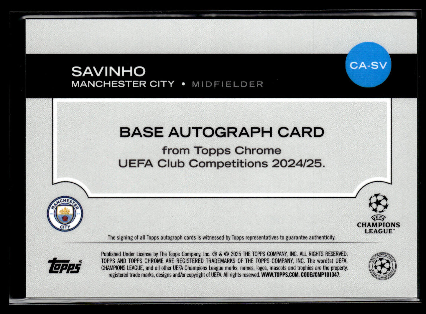 2024-25 Savinho 19/50 Autographe Topps Chrome logofractor UCC