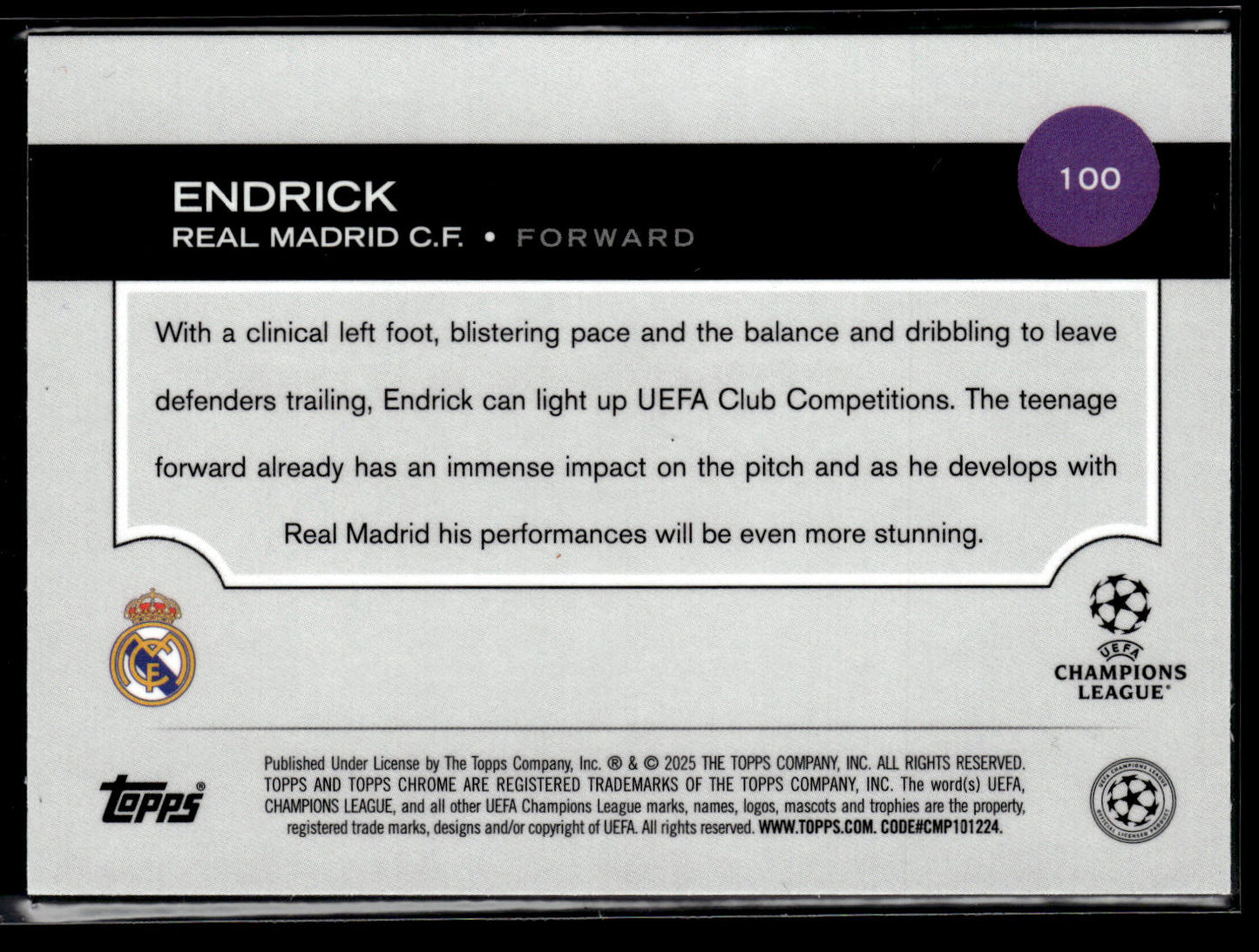 2024-25 Endrick 069/175 RC Topps Chrome Sapphire UCC