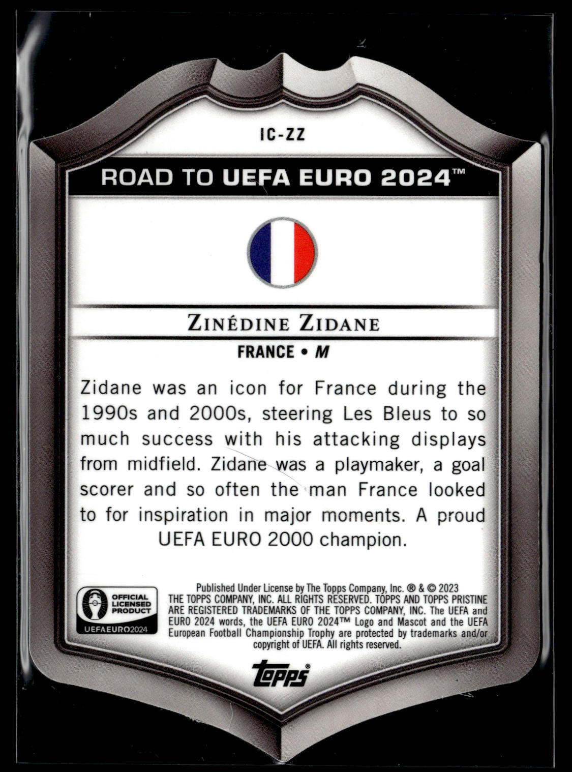 2024-25 Zinedine Zidane 2/5 Iconic XI Die Cut Topps Chrome Euro 2024