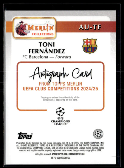 2024-25 Merlin UEFA Club Competitions Toni Fernández Base Autographs Green
