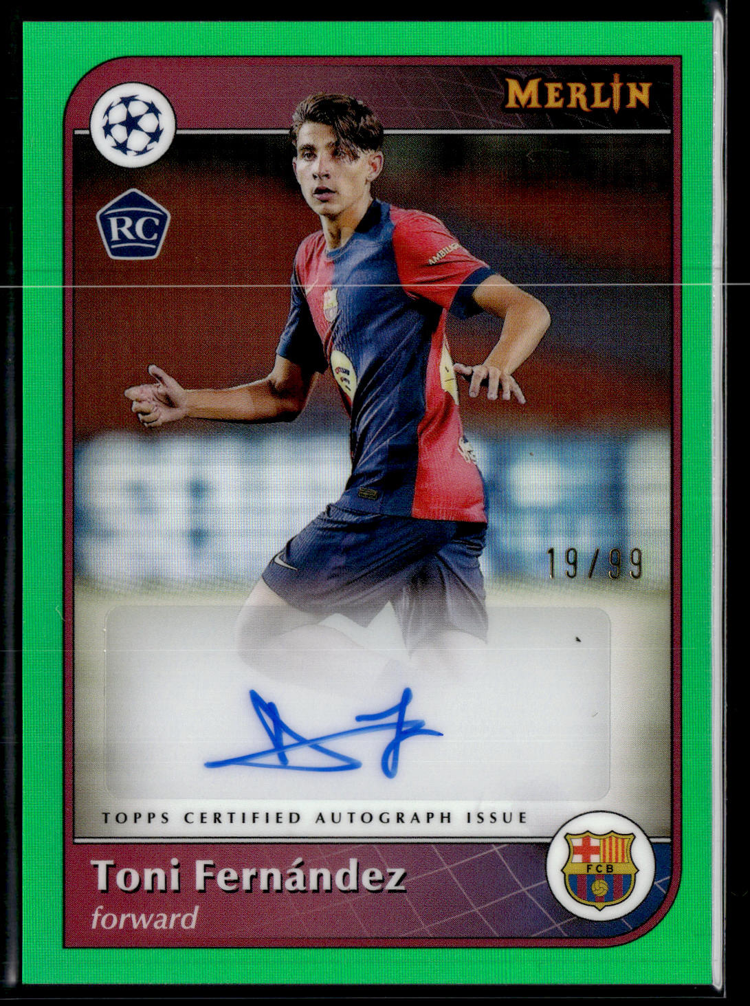 2024-25 Merlin UEFA Club Competitions Toni Fernández Base Autographs Green