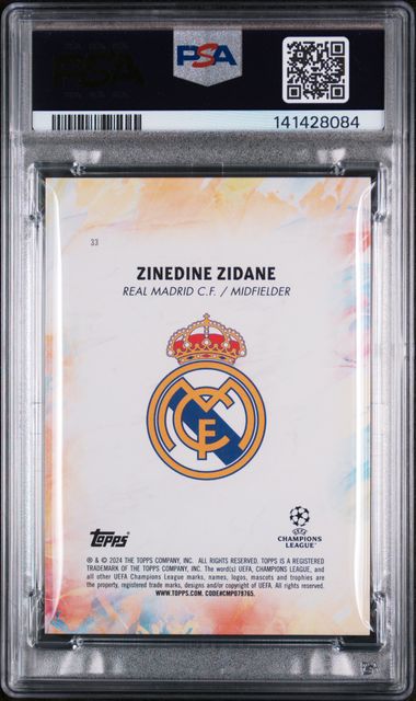 2023-24 Topps Inception UCC #33 ZINEDINE ZIDANE ORANGE 4/5 PSA 8